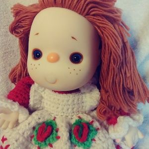 Vintage Christmas Decor Yarn Knit Clown Doll circus world kid red green